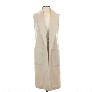 NWT- Joie Cream Sleeveless Long Vest with Pockets